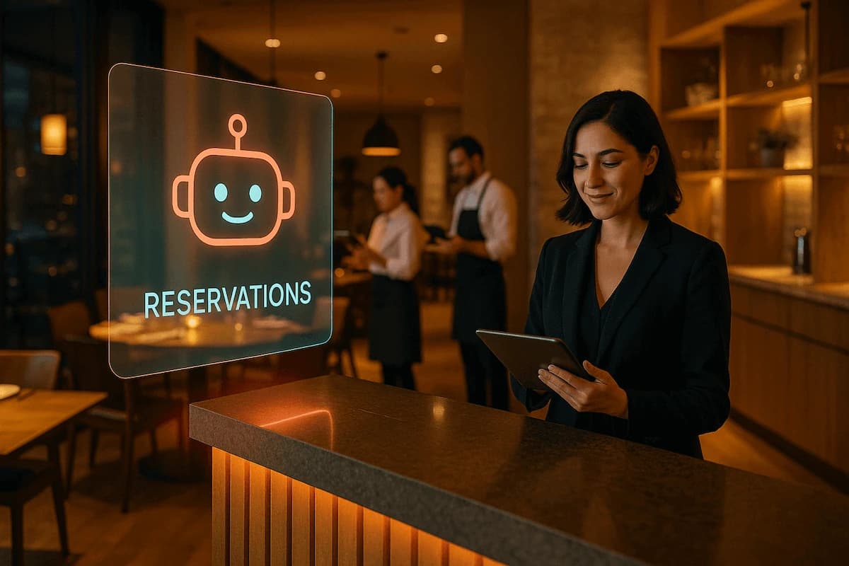 Restaurante moderno con tecnología de IA